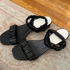 Schutz Lira Mid Leather Heel Sandal